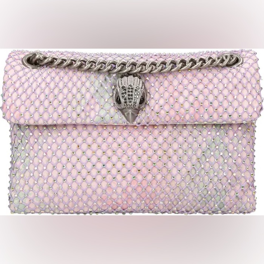 NWT Kurt Geiger London Mini Embellished Pink Rhinestone Fabric Crossbody Bag - Picture 5 of 8